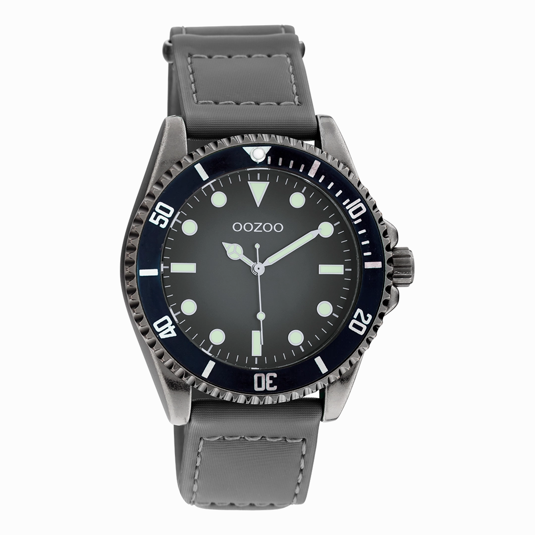 Titanium OOZOO watch with grey velcro strap - C11011,seiko watches,mens watches,couple watches,watches designer,watches discount,best watches for men