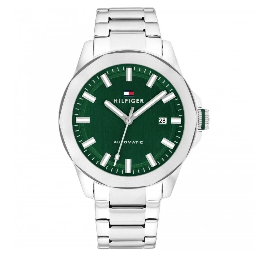 Tommy Hilfiger Green Dial Stainless Steel Automatic Mens Watch 1710694 cheap digital watch best digital watch for men