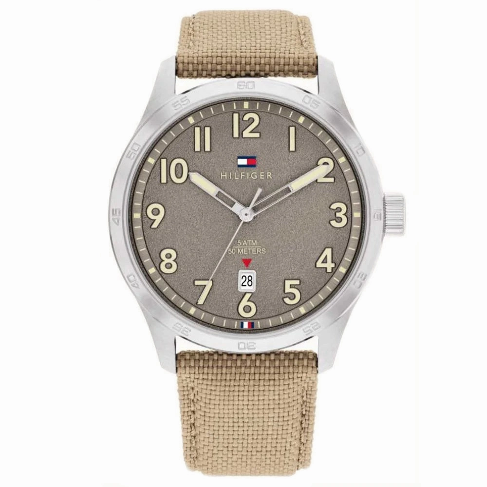 Tommy Hilfiger Beige Fabric Strap Mens Watch 1710561 