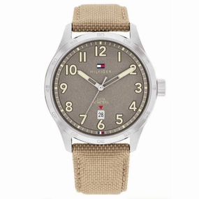 Tommy Hilfiger Beige Fabric Strap Mens Watch 1710561 