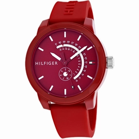 Tommy Hilfiger Men's Watch - Classic Quartz Red Dial Rubber Strap | 1791480 