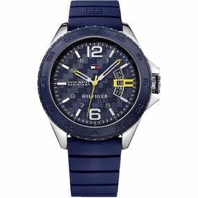 Tommy Hilfiger Men's Watch - Cody Silver Tone Case Blue Dial Rubber Strap | 1791204 Luxury Quartz Watch Quartz Watch Sale
