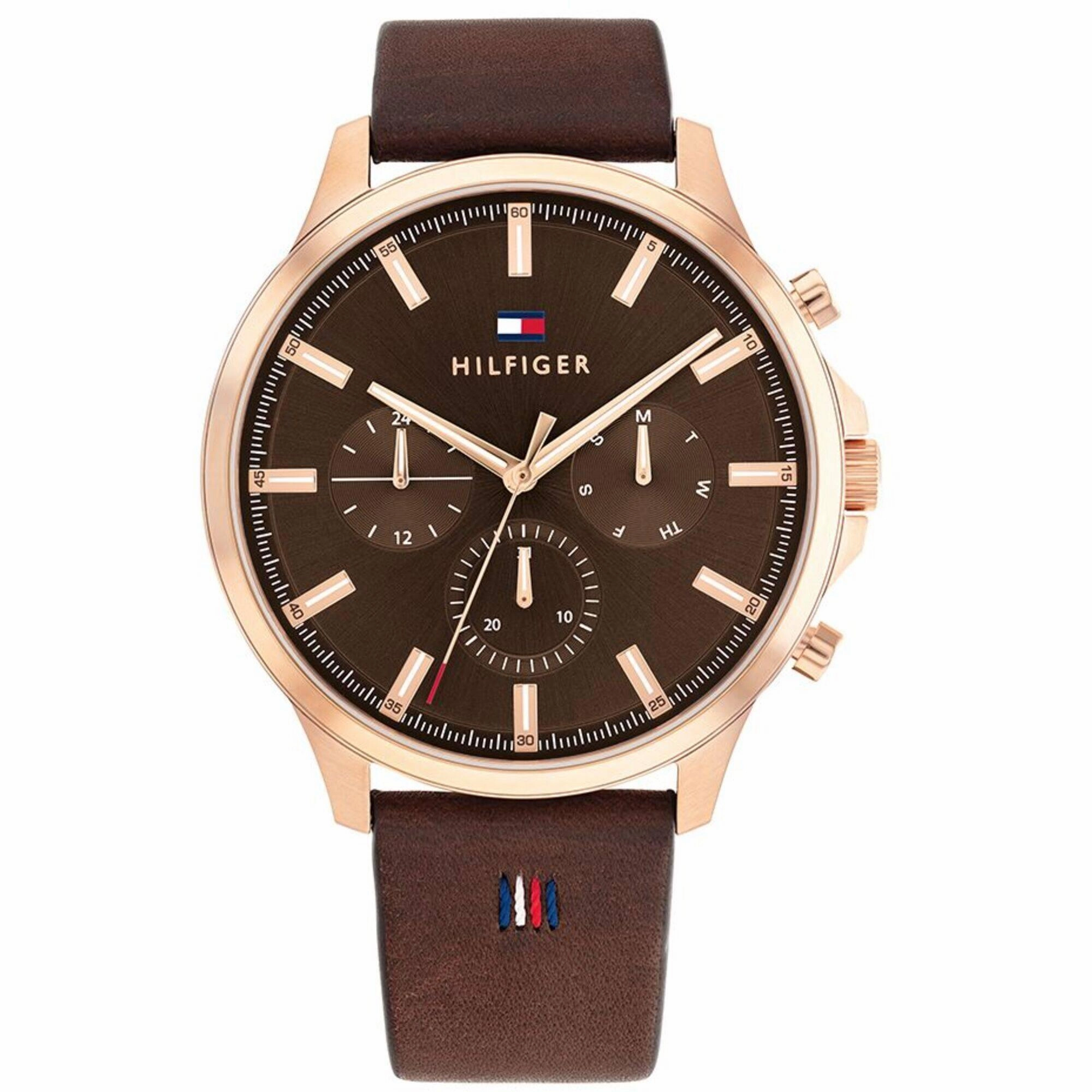 Tommy Hilfiger Men's Watch - Ryder Day-Date Brown Genuine Leather Strap | 1710497 Luxury Quartz Watch Quartz Watch Sale