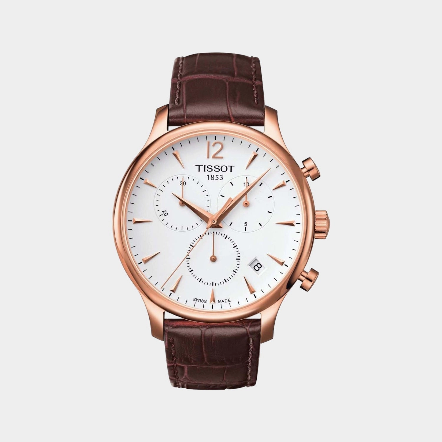 Tradition Men's White Dial Chronograph Leather Watch T0636173603700 budget    watches    watches classic
