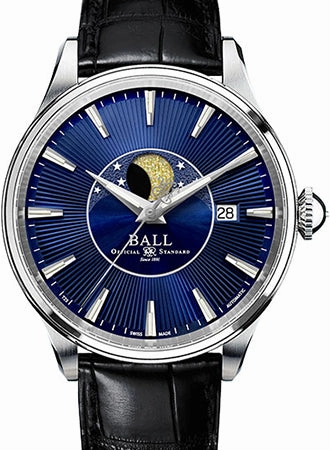 Trainmaster Moon Phase Blue - Leather - Ref. NM3082D-LLJ-BE,automatic watch,automatic watches for men,automatic watches for women,luxury automatic watch,minimalist automatic watch,dress automatic watch,vintage automatic watch,automatic watch sale