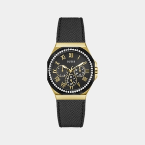 Trend Women Quartz Black Dial Multi-Function Leather Watch GW0753L4 women watches best women watches affordable women's watches branded women watches