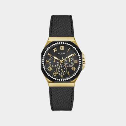Trend Women Quartz Black Dial Multi-Function Leather Watch GW0753L4 women watches best women watches affordable women's watches branded women watches