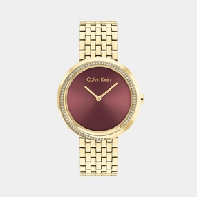 Twisted Bezel Women Quartz Bronze Dial Analog Stainless Steel Watch 25100069 women watches best women watches affordable women's watches branded women watches