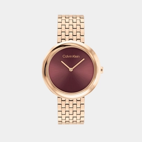 Twisted Bezel Women Quartz Mauve Dial Analog Stainless Steel Watch 25100067 women watches best women watches affordable women's watches branded women watches
