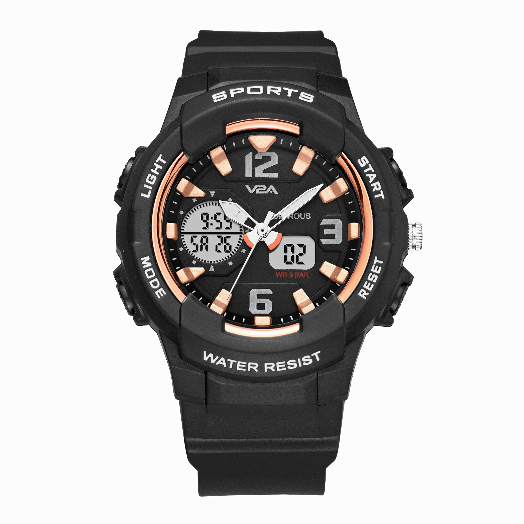 V2A Analog Digital 5ATM Waterproof Fashion Black Sports Watch for Women and Girls,kids watch,smart watch for kids,kids GPS watch,waterproof kids watch,affordable smart watch for kids,watch for 3-10 year old,boys kids watch,girl kids watch