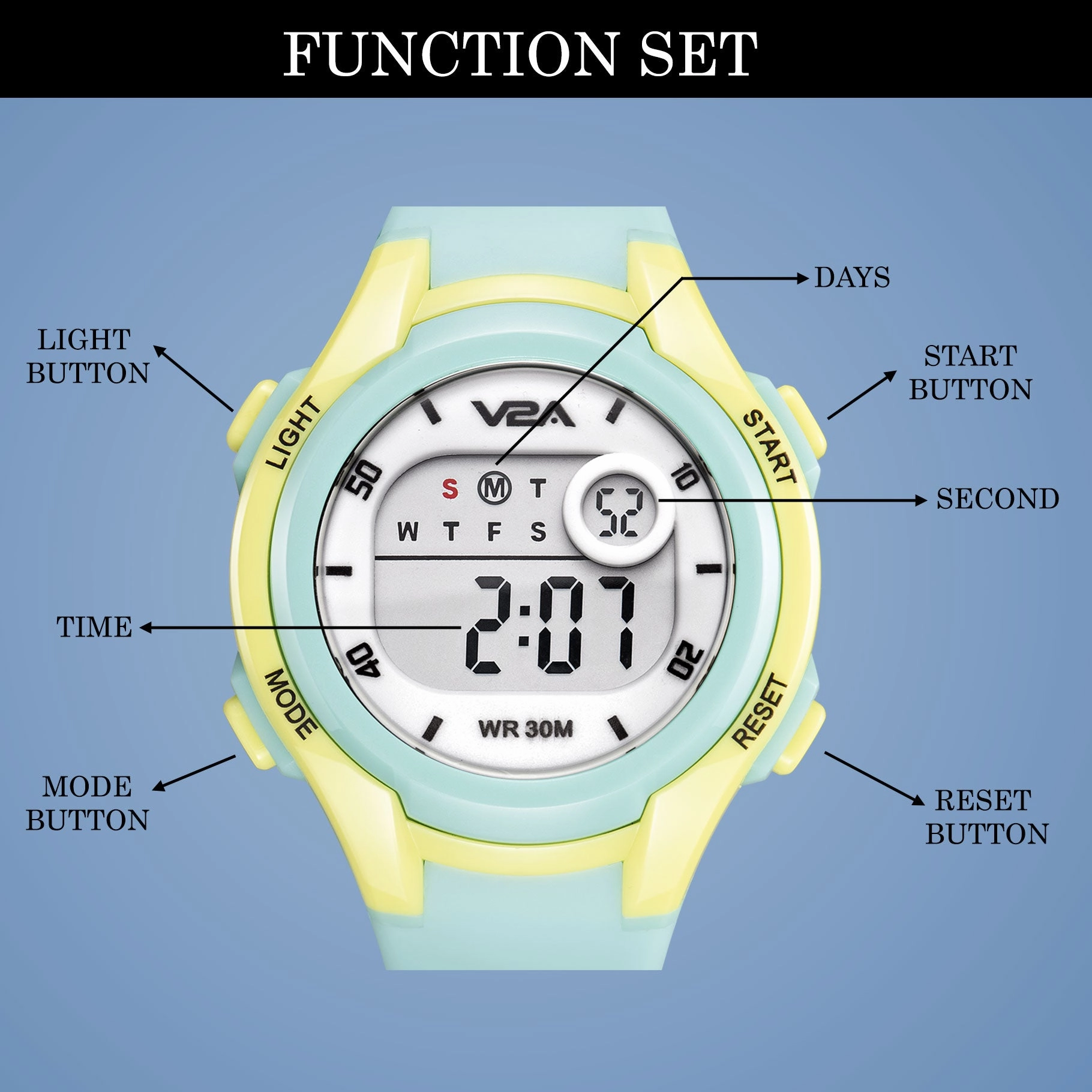 V2A Boys and Girls Kids Watch - Waterproof Watch, Gifts for Boys and Girls Age 5-13 for Multi-Functional 30 M Waterproof Digital Sports Watches for 3 4 5 6 7 Year Old Girls