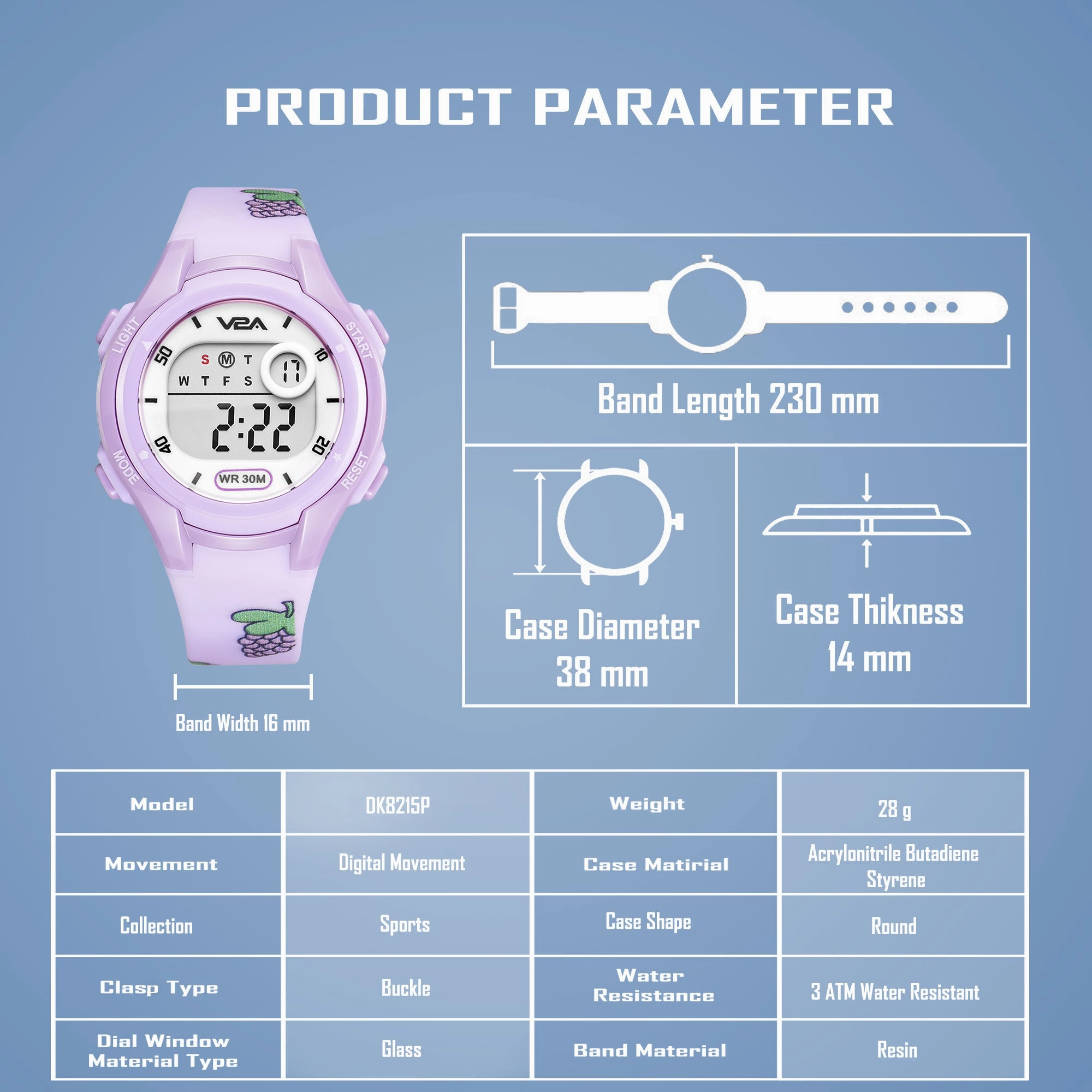 V2A Boys and Girls Kids Watch - Waterproof Watch, Gifts for Boys and Girls Age 5-13 for Multi-Functional 30 M Waterproof Digital Sports Watches for 3 4 5 6 7 Year Old Girls
