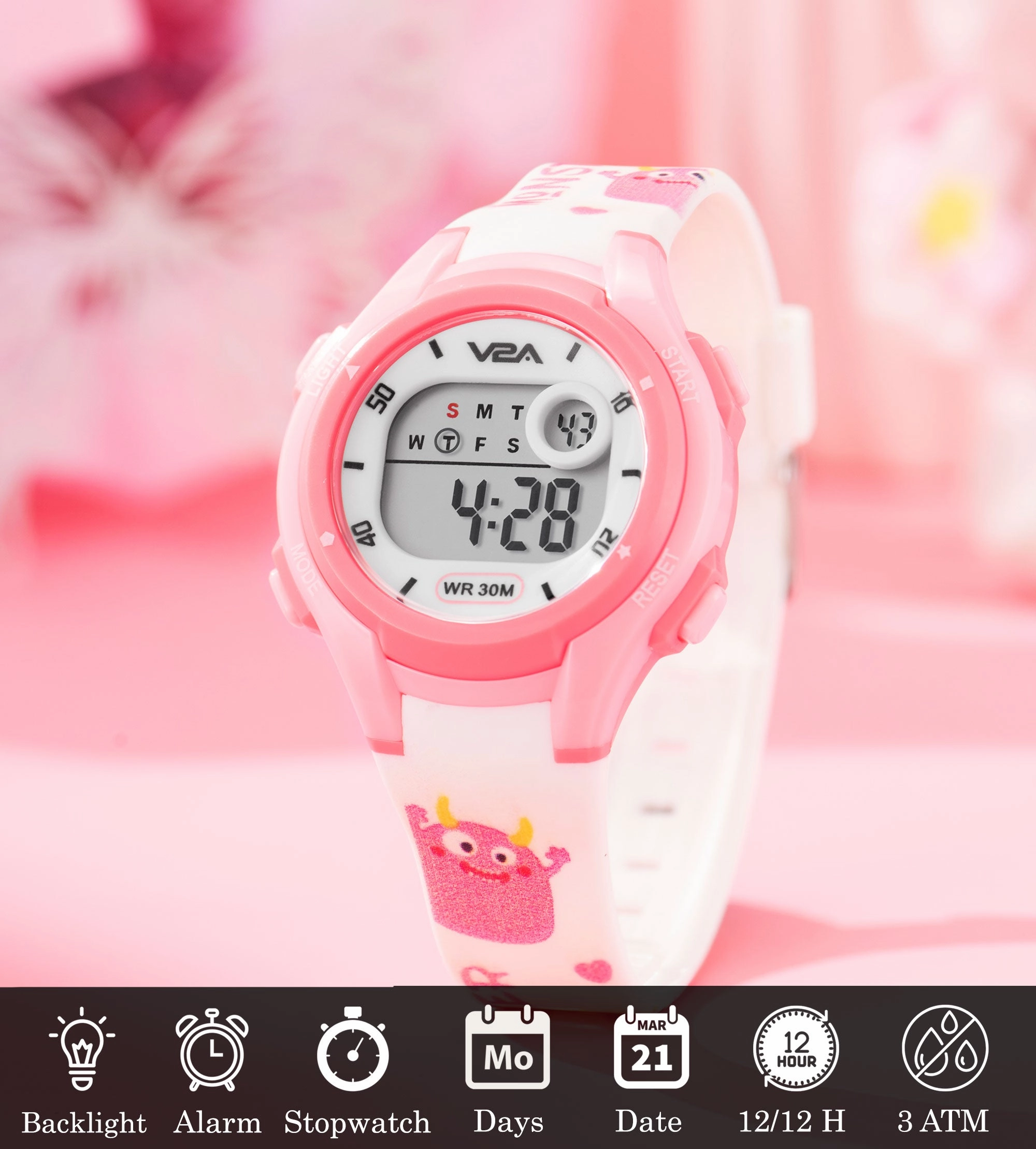 V2A Boys and Girls Kids Watch - Waterproof Watch, Gifts for Boys and Girls Age 5-13 for Multi-Functional 30 M Waterproof Digital Sports Watches for 3 4 5 6 7 Year Old Girls