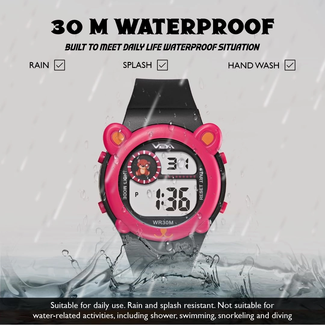 V2A Critter Series Digital Watch for Kids (Ages 3??0) ??Cute Cat Ears, 7-Color Backlight, Waterproof, Alarm & Stopwatch