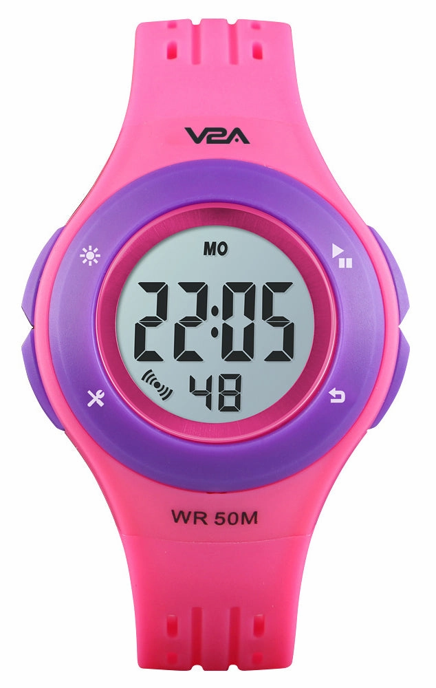 V2A Digital 5ATM Waterproof Kids Sports Watch with 7 Color Backlight Alarm Stopwatch for Girls (White Dial and Pink Colored Strap),kids watch,smart watch for kids,kids GPS watch,waterproof kids watch,affordable smart watch for kids,watch for 3-10 year old,