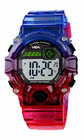 V2A Digital 5ATM Waterproof Kids Sports Watch with Backlight Alarm Stopwatch for Boys and Girls (White Dial with Red and Blue Colored Strap),kids watch,smart watch for kids,kids GPS watch,waterproof kids watch,affordable smart watch for kids,watch for 3-10