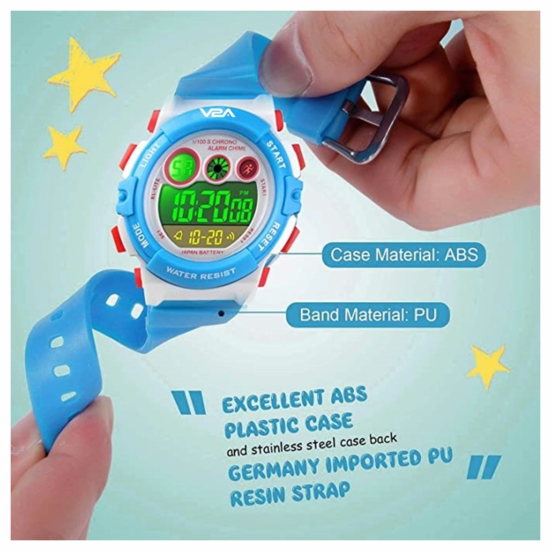 V2A Digital Kids Sports Watch with 7 Color