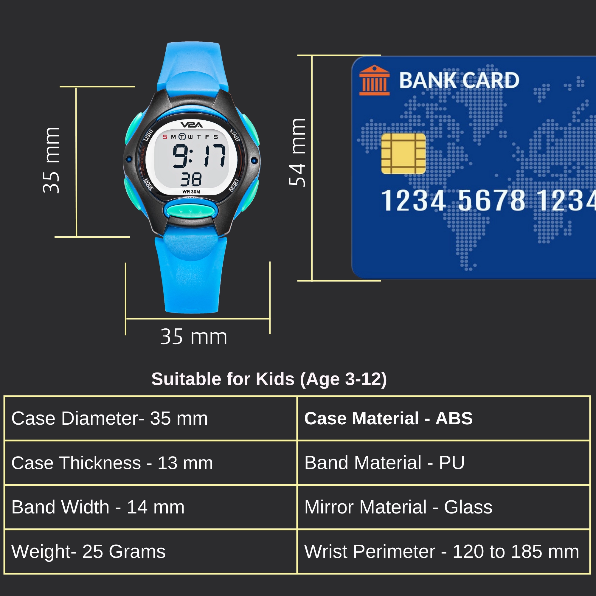 V2A Digital Watch for Boys ??Kids Between 3 to 10 Years of Age Multi-Functional 30 M Waterproof Digital Sports Watches for Boys| Watch for Kids Age 3 5 6 7 8