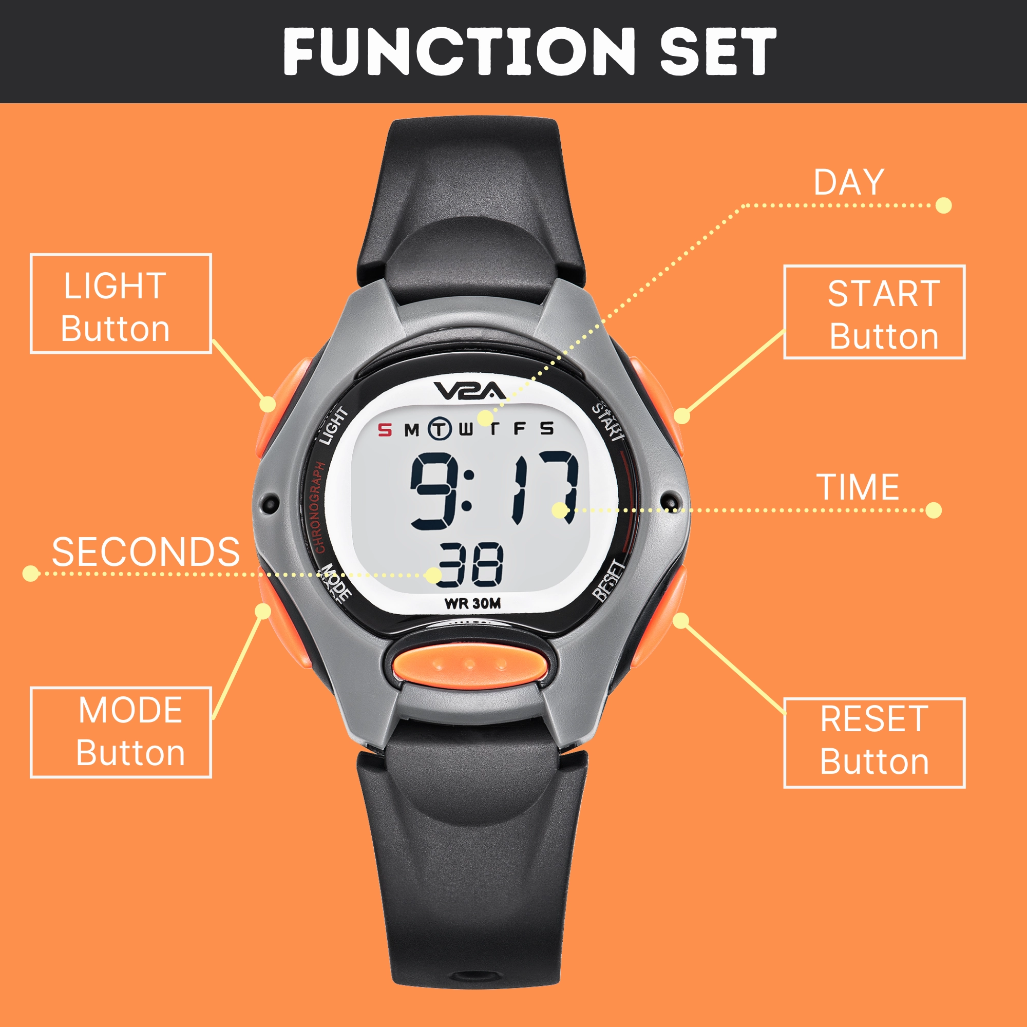 V2A Digital Watch for Boys ??Kids Between 3 to 10 Years of Age Multi-Functional 30 M Waterproof Digital Sports Watches for Boys| Watch for Kids Age 3 5 6 7 8