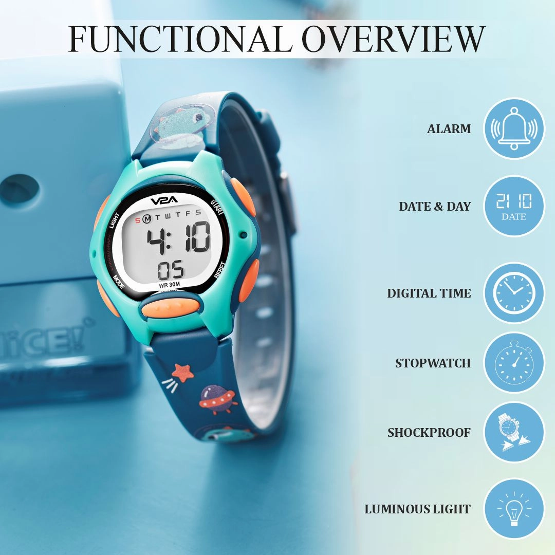 V2A Digital Watch for Boys ??Kids Between 3 to 10 Years of Age Multi-Functional 30 M Waterproof Digital Sports Watches for Boys| Watch for Kids Age 3 5 6 7 8