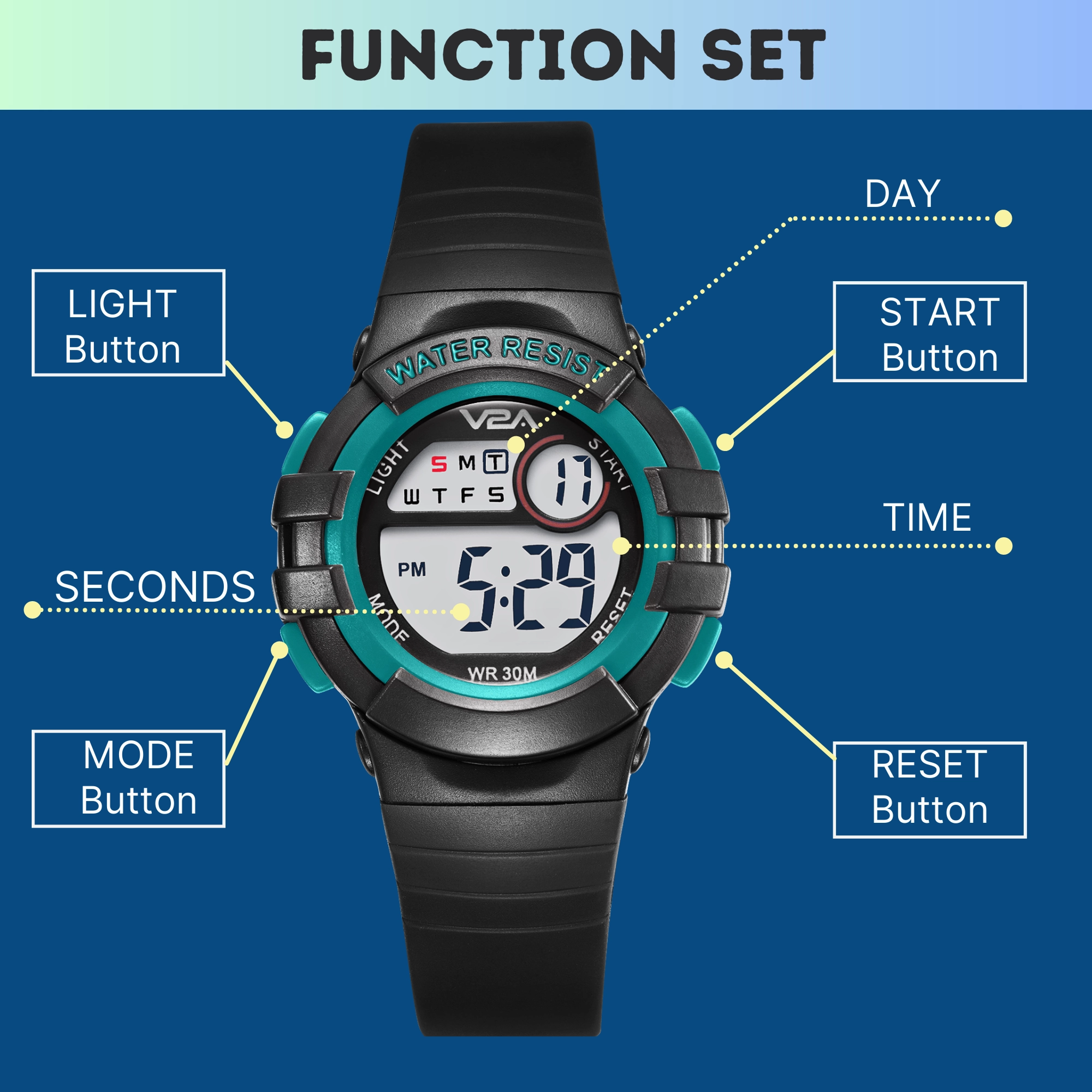 V2A Digital Watch for Boys ??Kids Between 3 to 10 Years of Age Multi-Functional 30 M Waterproof Digital Sports Watches for Boys| Watch for Kids Age 3 5 6 7 8