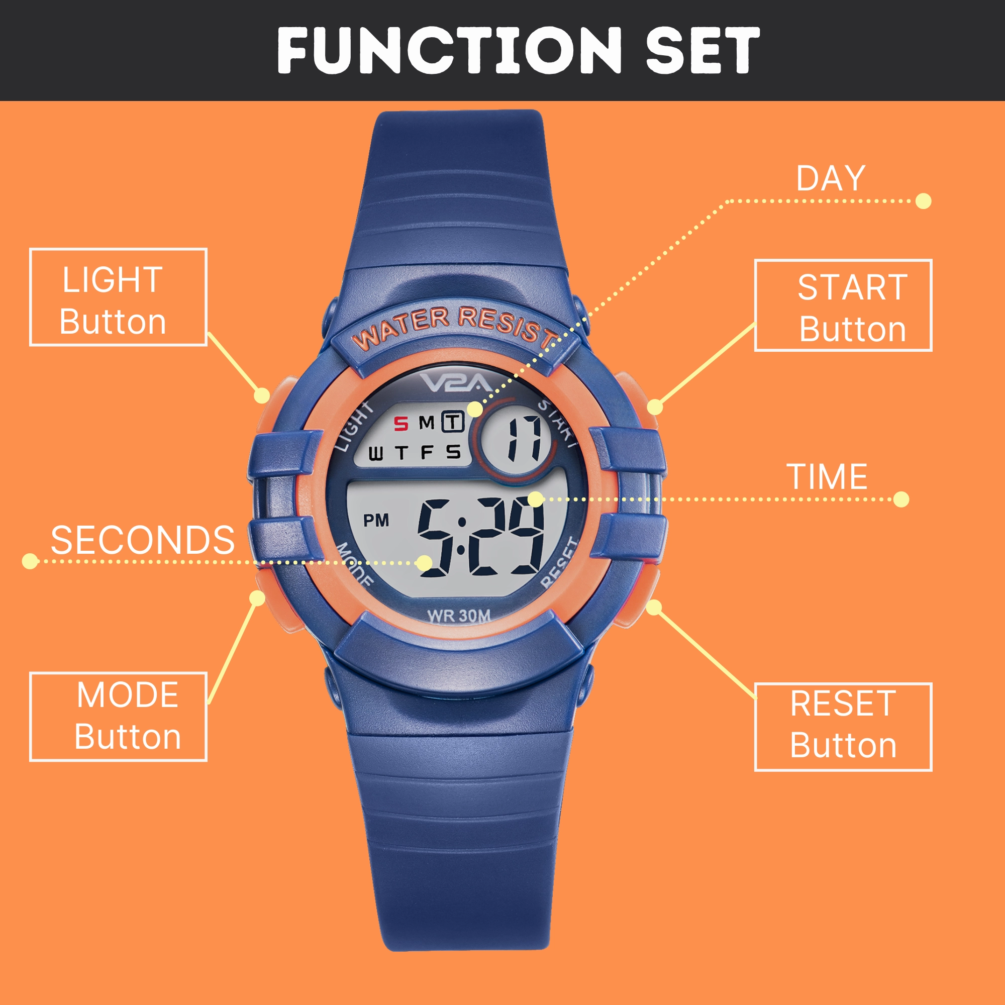 V2A Digital Watch for Boys ??Kids Between 3 to 10 Years of Age Multi-Functional 30 M Waterproof Digital Sports Watches for Boys| Watch for Kids Age 3 5 6 7 8
