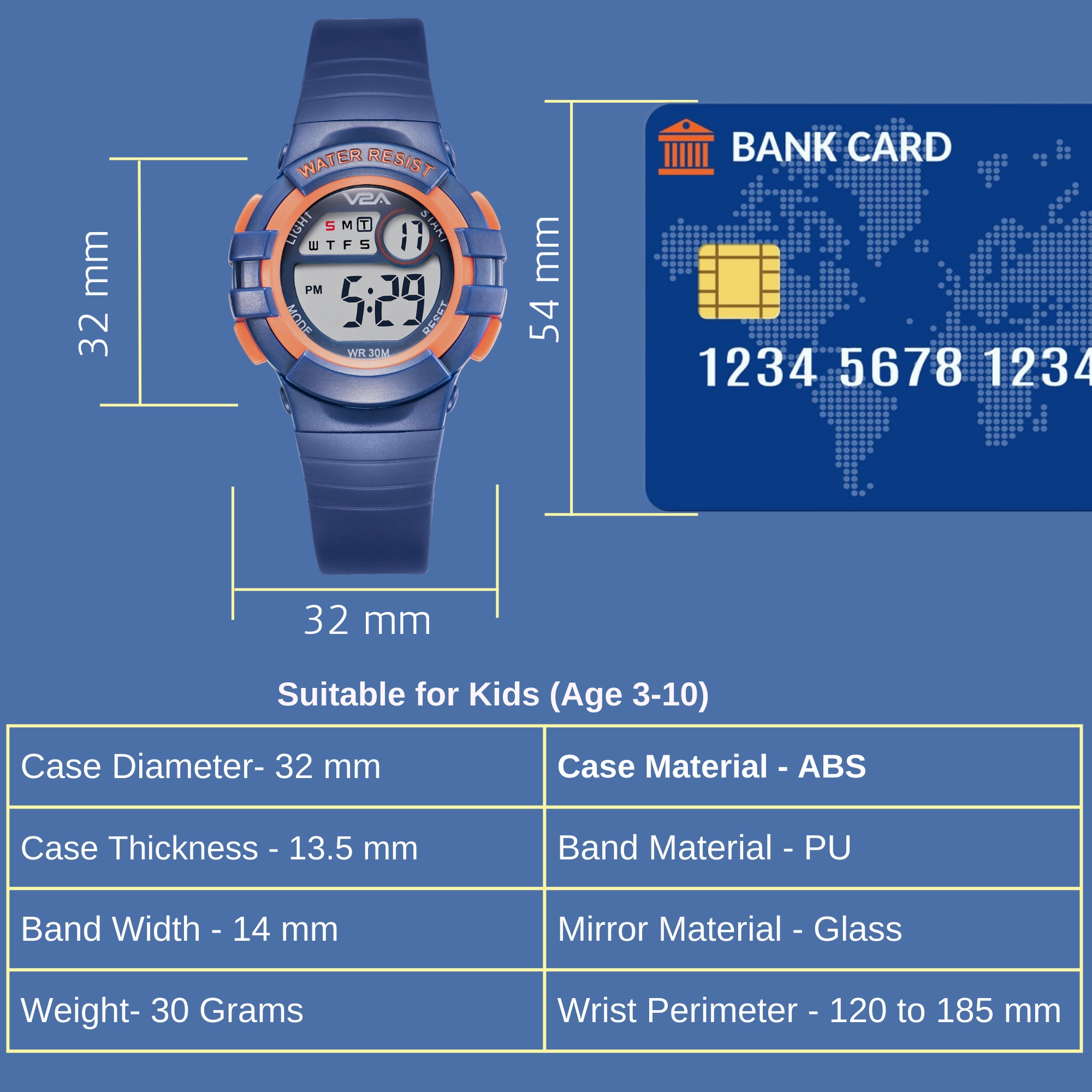 V2A Digital Watch for Boys ??Kids Between 3 to 10 Years of Age Multi-Functional 30 M Waterproof Digital Sports Watches for Boys| Watch for Kids Age 3 5 6 7 8