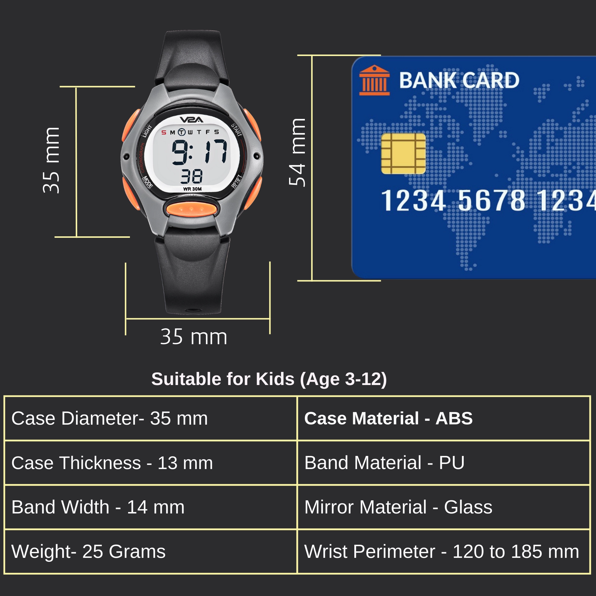 V2A Digital Watch for Boys ??Kids Between 3 to 10 Years of Age Multi-Functional 30 M Waterproof Digital Sports Watches for Boys| Watch for Kids Age 3 5 6 7 8