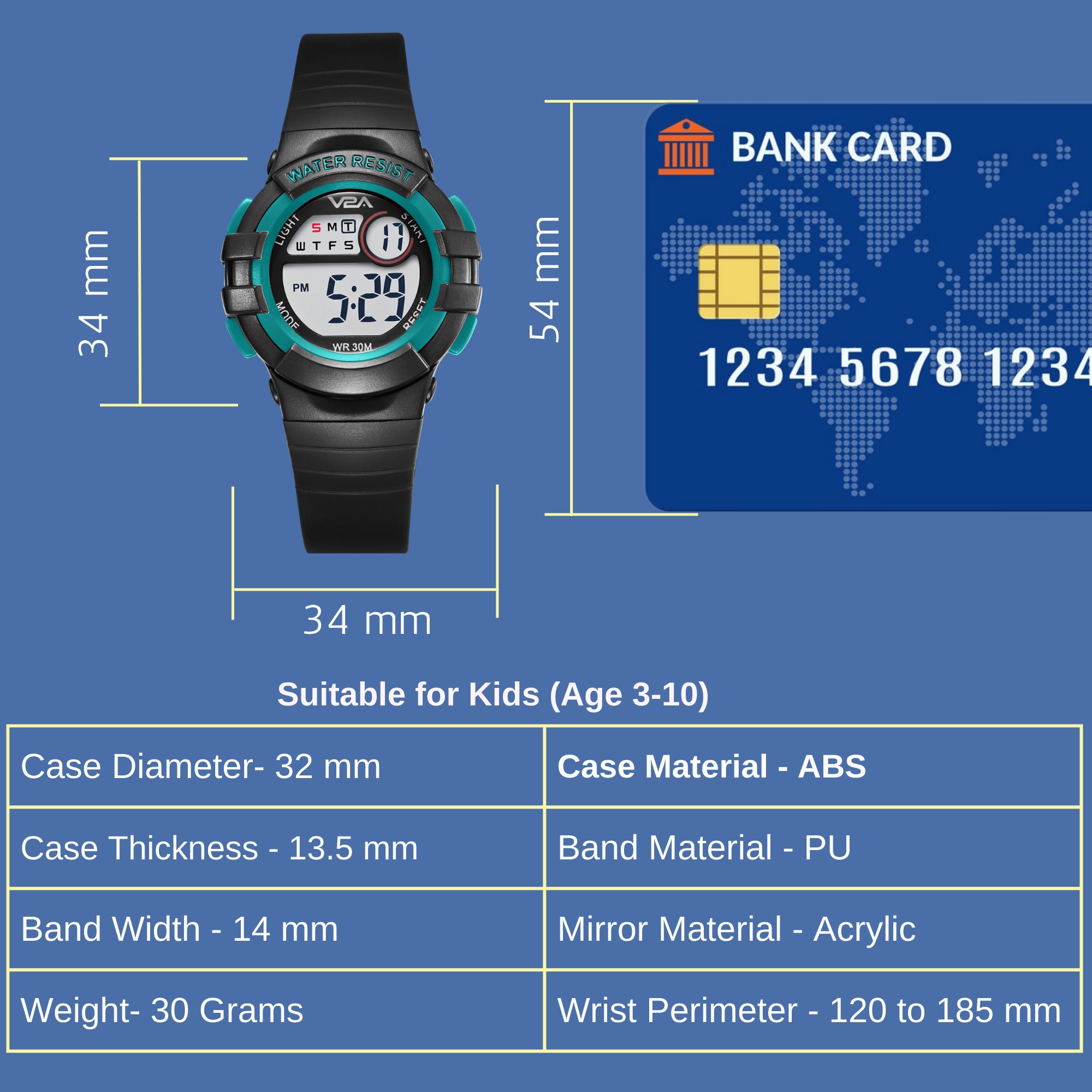 V2A Digital Watch for Boys ??Kids Between 3 to 10 Years of Age Multi-Functional 30 M Waterproof Digital Sports Watches for Boys| Watch for Kids Age 3 5 6 7 8