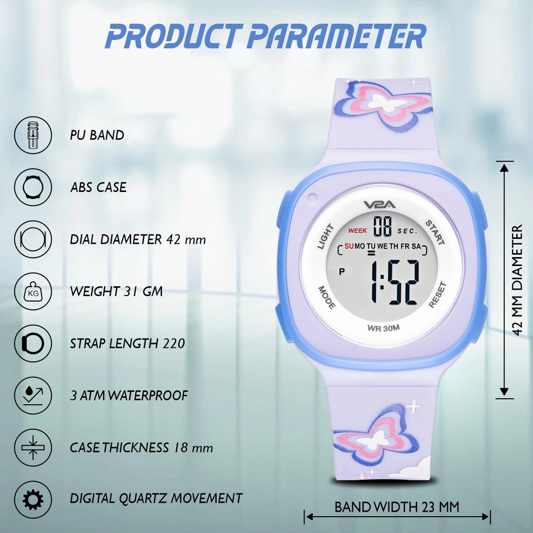 V2A Digital Watch for Girls ??Kids Between 4 to 14 Years of Age Multi-Functional 30 M Waterproof Digital Sports Watches for Girls | Digital Watch for Girls age 4 5 6 7 8 9
