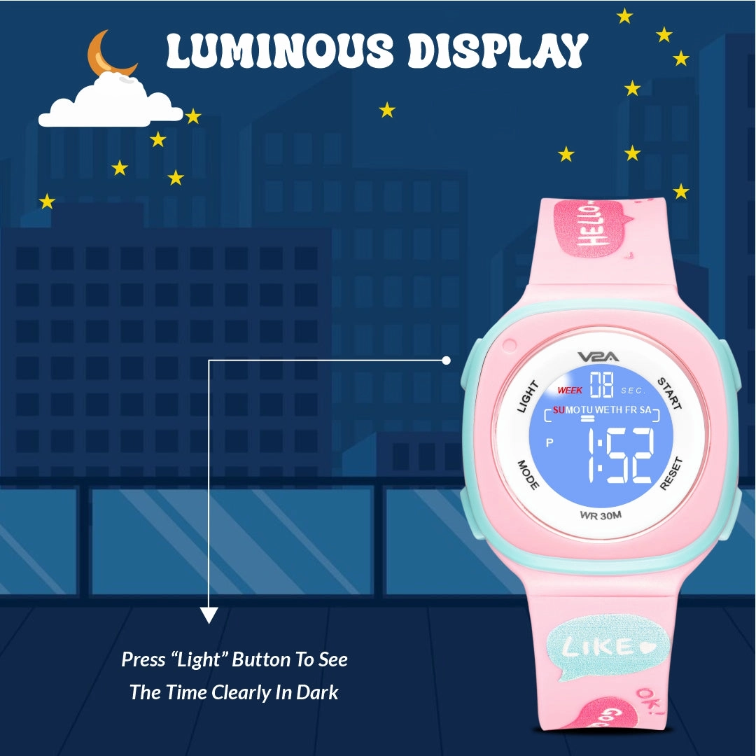 V2A Digital Watch for Girls ??Kids Between 4 to 14 Years of Age Multi-Functional 30 M Waterproof Digital Sports Watches for Girls | Digital Watch for Girls age 4 5 6 7 8 9