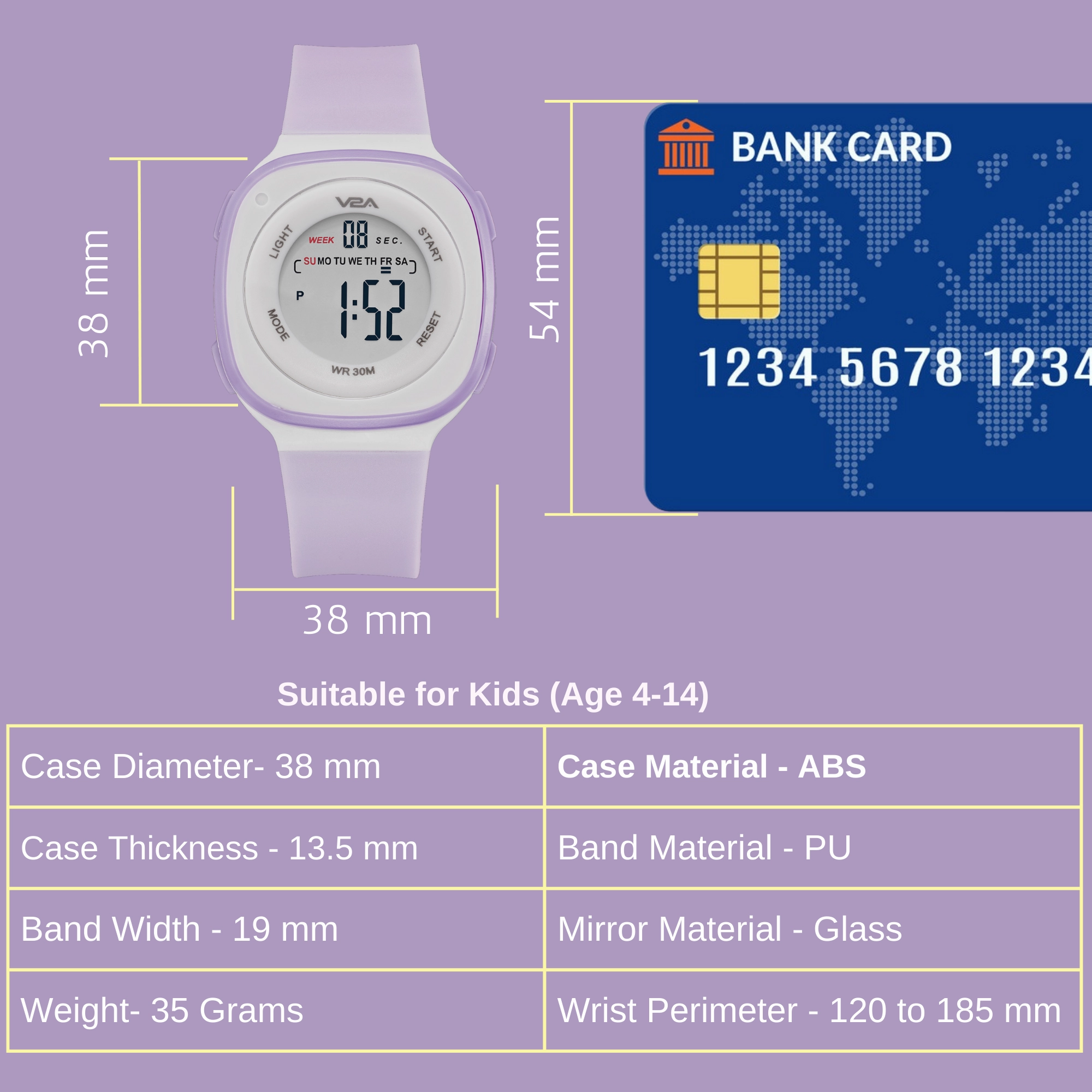 V2A Digital Watch for Girls ??Kids Between 4 to 14 Years of Age Multi-Functional 30 M Waterproof Digital Sports Watches for Girls | Digital Watch for Girls Age 4 5 6 7 8 9