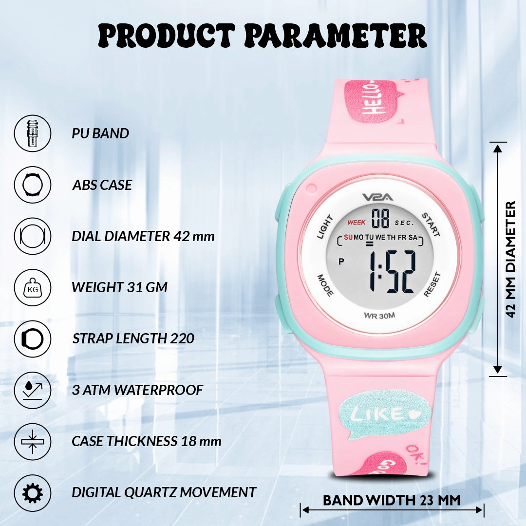 V2A Digital Watch for Girls ??Kids Between 4 to 14 Years of Age Multi-Functional 30 M Waterproof Digital Sports Watches for Girls | Digital Watch for Girls age 4 5 6 7 8 9