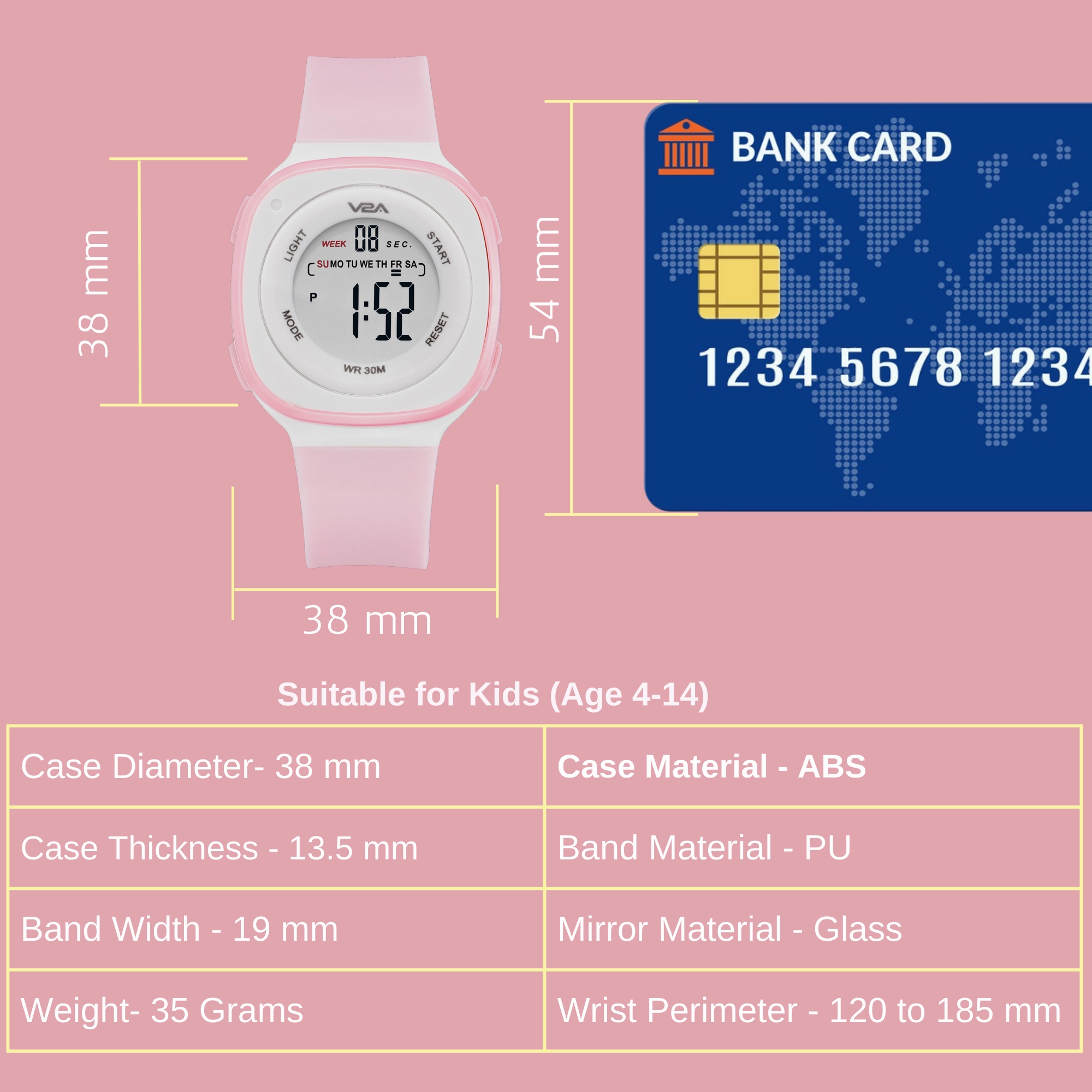 V2A Digital Watch for Girls ??Kids Between 4 to 14 Years of Age Multi-Functional 30 M Waterproof Digital Sports Watches for Girls | Digital Watch for Girls Age 4 5 6 7 8 9