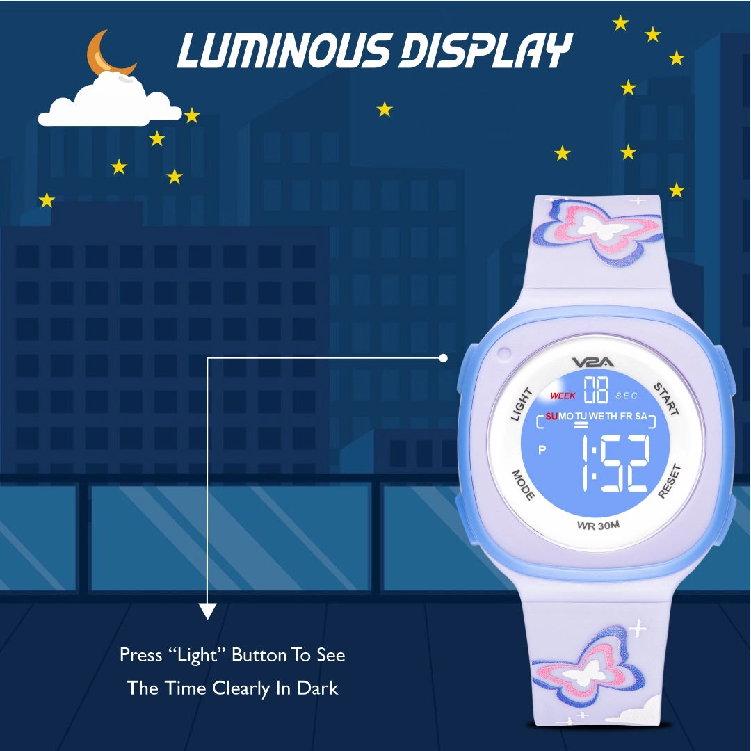 V2A Digital Watch for Girls ??Kids Between 4 to 14 Years of Age Multi-Functional 30 M Waterproof Digital Sports Watches for Girls | Digital Watch for Girls age 4 5 6 7 8 9