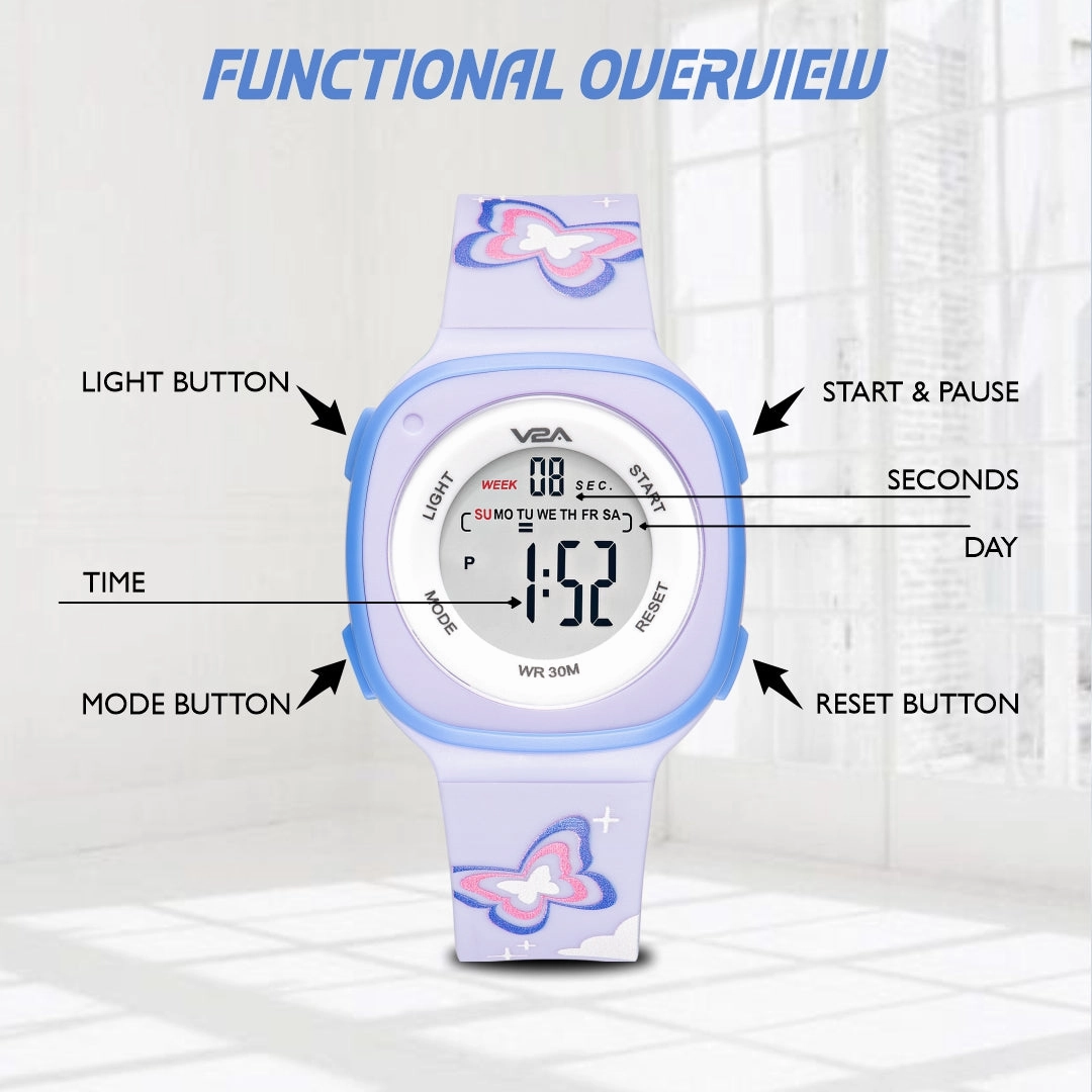 V2A Digital Watch for Girls ??Kids Between 4 to 14 Years of Age Multi-Functional 30 M Waterproof Digital Sports Watches for Girls | Digital Watch for Girls age 4 5 6 7 8 9