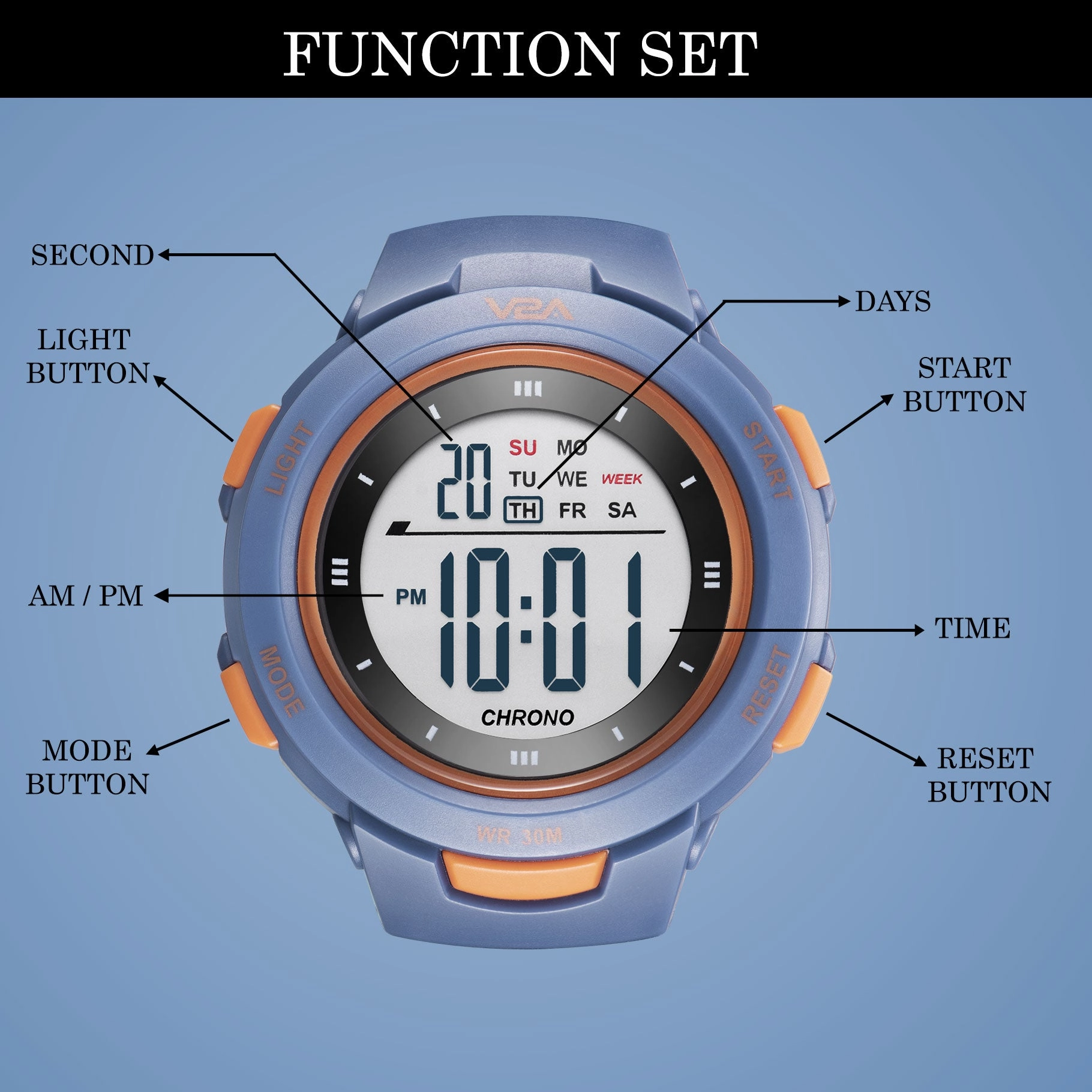 V2A Digital Watch Kids Watch Unisex-Child Between 4 to 13 Years of Age Multi-Functional 30 M Waterproof Digital Sports Watches for Kids | Digital Watch for Kids