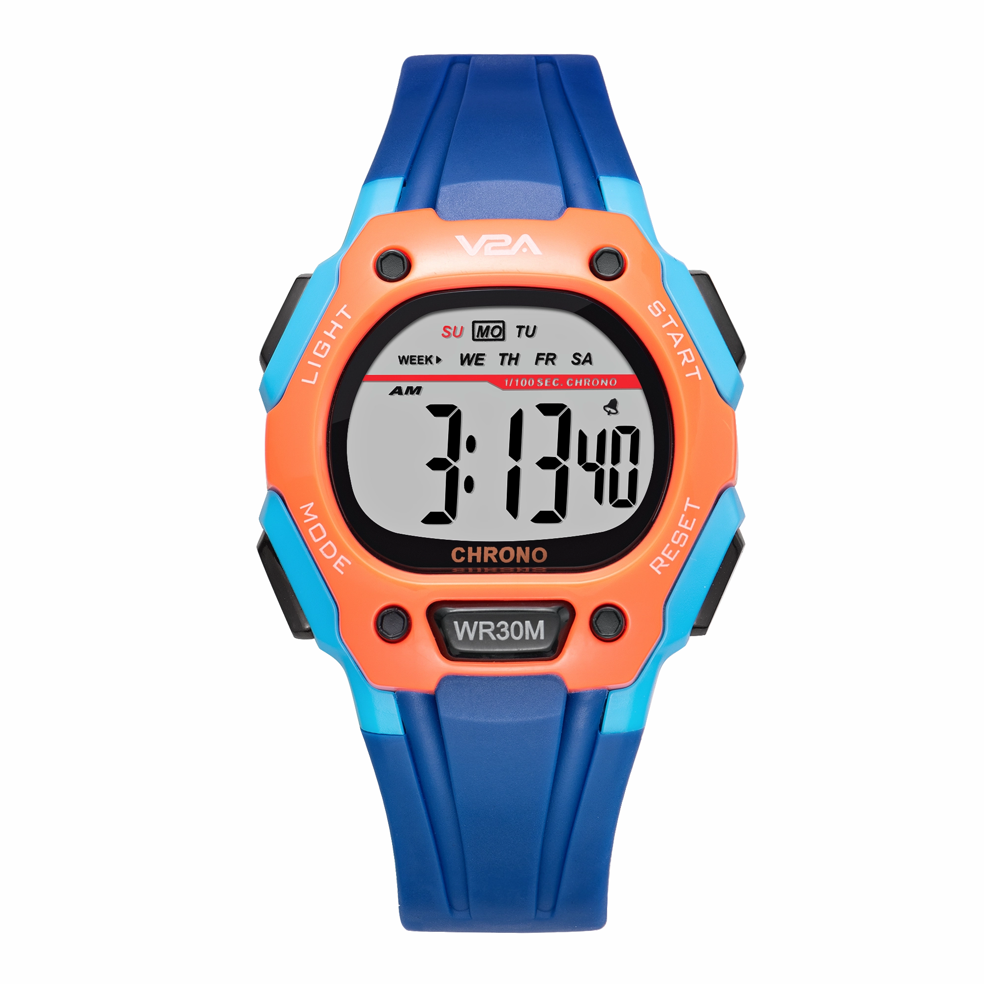 V2A Digital Water Resistant Kids Blue and Orange Sports Watch for Boys
