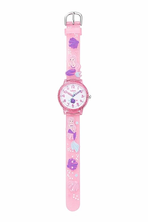 V2A Girls' Analog Watch ??Cute 3D Mermaid Design | Soft Multicolour Silicone Strap | 30M Water-Resistant | Quartz Movement | Fun & Educational Time Learning | Perfect Gift for Kids Aged 3??0