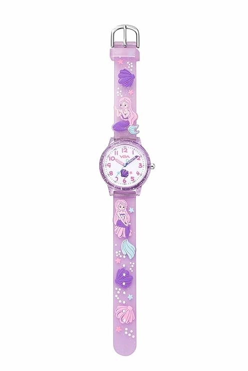 V2A Girls' Analog Watch Cute 3D Mermaid Design | Soft Multicolour Silicone Strap | 30M Water-Resistant | Quartz Movement | Fun & Educational Time Learning | Perfect Gift for Kids Aged 30,kids watch,smart watch for kids,kids GPS watch,waterproof kids w