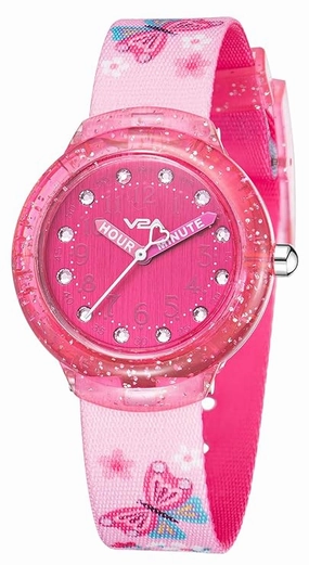 V2A Girls Analogue Watch Pink | Glitter Sparkle Case, Printed Strap, 30M Waterproof | Fun & Educational Time Learning Watch for Kids Ages 3-10 | Quartz Movement | Ideal Birthday or Return Gift,kids watch,smart watch for kids,kids GPS watch,waterproof k