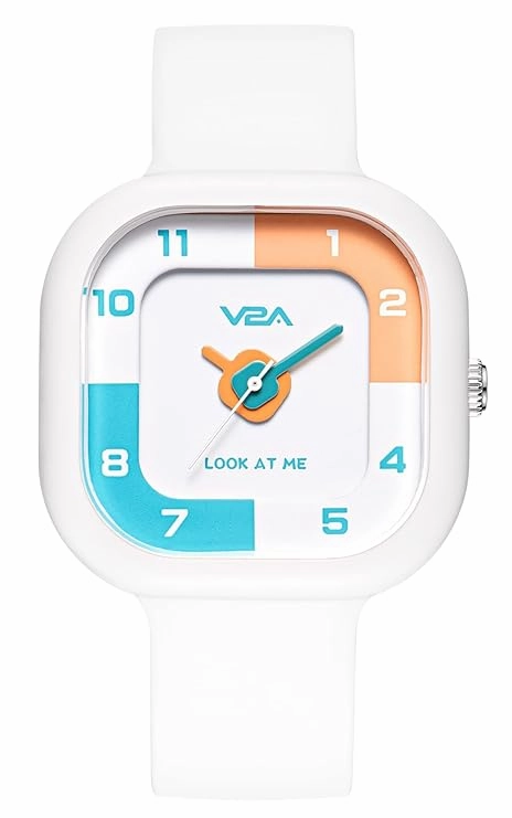 V2A Girls??Cute Analog Watch ??Soft silicone Band with Square Printed Dial | Waterproof Kids Watch for Ages 4??3 | Stylish Timepiece for Girls (30M Water Resistant)