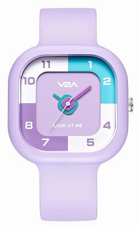 V2A Girls??Cute Analog Watch ??Soft silicone Band with Square Printed Dial | Waterproof Kids Watch for Ages 4??3 | Stylish Timepiece for Girls (30M Water Resistant)