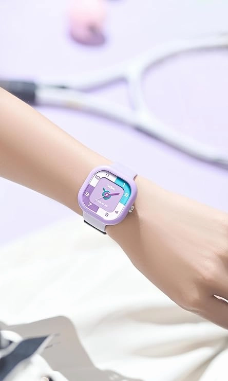 V2A Girls??Cute Analog Watch ??Soft silicone Band with Square Printed Dial | Waterproof Kids Watch for Ages 4??3 | Stylish Timepiece for Girls (30M Water Resistant)