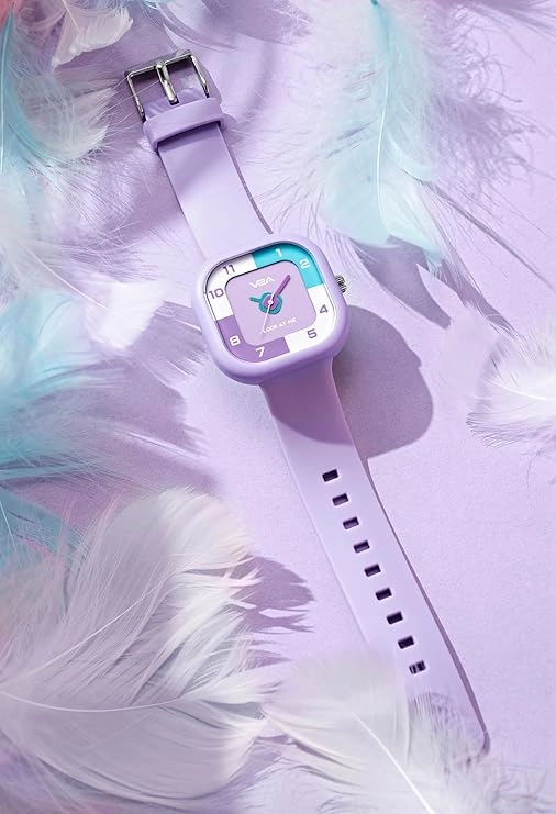 V2A Girls??Cute Analog Watch ??Soft silicone Band with Square Printed Dial | Waterproof Kids Watch for Ages 4??3 | Stylish Timepiece for Girls (30M Water Resistant)