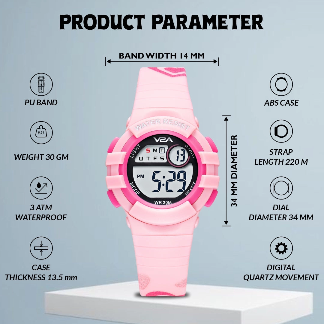 V2A Girls Kids Watch - Gifts for Girls Age 3-10 30 M Waterproof Digital Sports Watches for 3 4 5 6 7 8 Year Old Girls