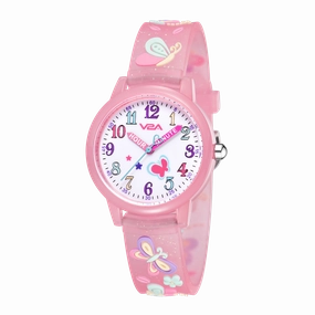 V2A Kids Analog Watch 3D Butterfly Theme, Soft Multicolour Silicone Strap, 30M Waterproof, Quartz Movement | Easy Time Learning Watch for Girls Aged 30 | Birthday & Return Gift,kids watch,smart watch for kids,kids GPS watch,waterproof kids watch,afford