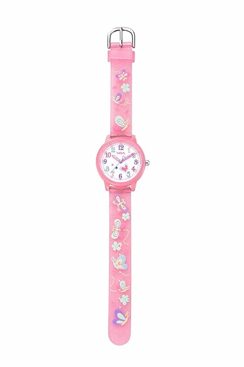V2A Kids Analog Watch ??3D Butterfly Theme, Soft Multicolour Silicone Strap, 30M Waterproof, Quartz Movement | Easy Time Learning Watch for Girls Aged 3??0 | Birthday & Return Gift