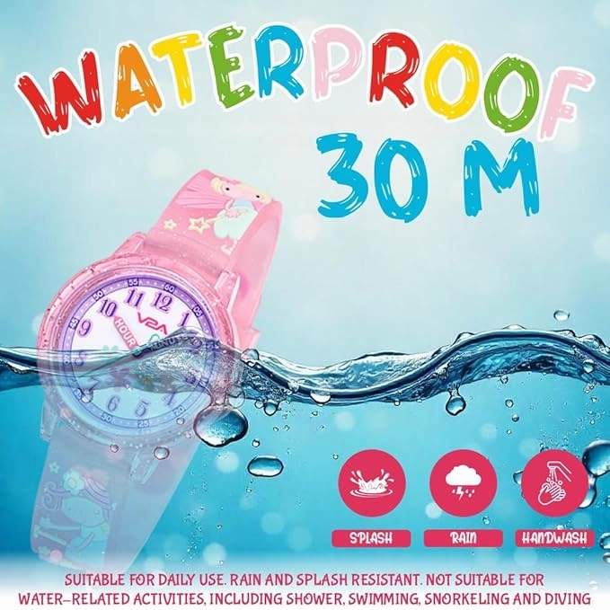 V2A Kids Analog Watch ??Cute 3D Floral Cartoon Design, Soft Multicolour Silicone Strap, 30M Waterproof, Easy Time Learning Quartz Watch for Girls Aged 3??0 | Birthday & Return Gift