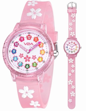 V2A Kids Analog Watch Cute 3D Floral Cartoon Design, Soft Multicolour Silicone Strap, 30M Waterproof, Easy Time Learning Quartz Watch for Girls Aged 30 | Birthday & Return Gift,kids watch,smart watch for kids,kids GPS watch,waterproof kids watch,afford